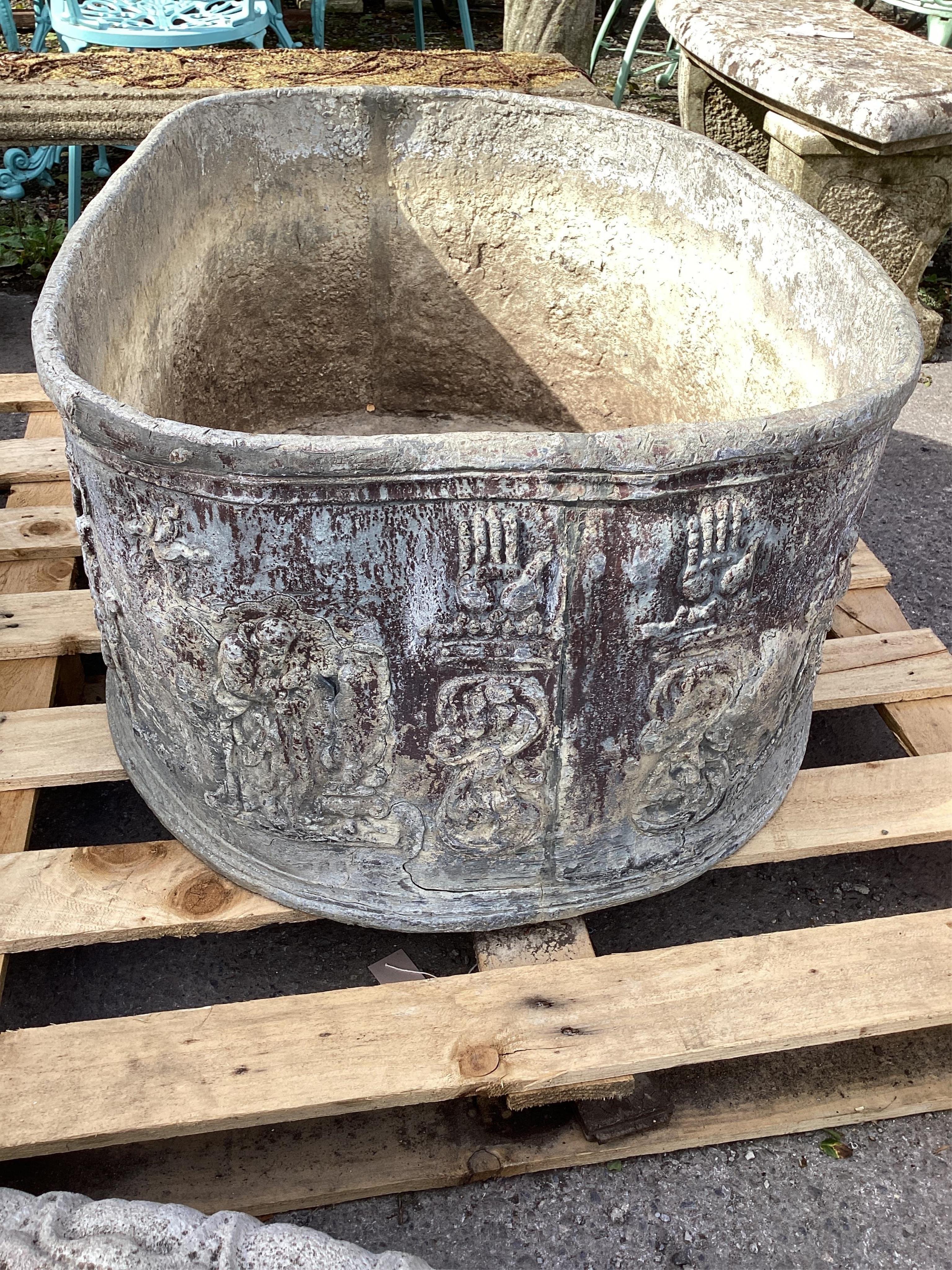 A pair of George III lead planters, dated 1769, width 67cm, height 88cm